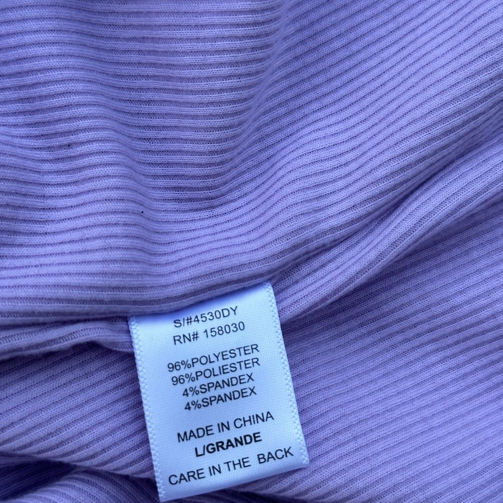 NWT Lilac Purple Cotten Ribbed Mini Dress Sleeveless (L) Love Tree - Picture 7 of 8